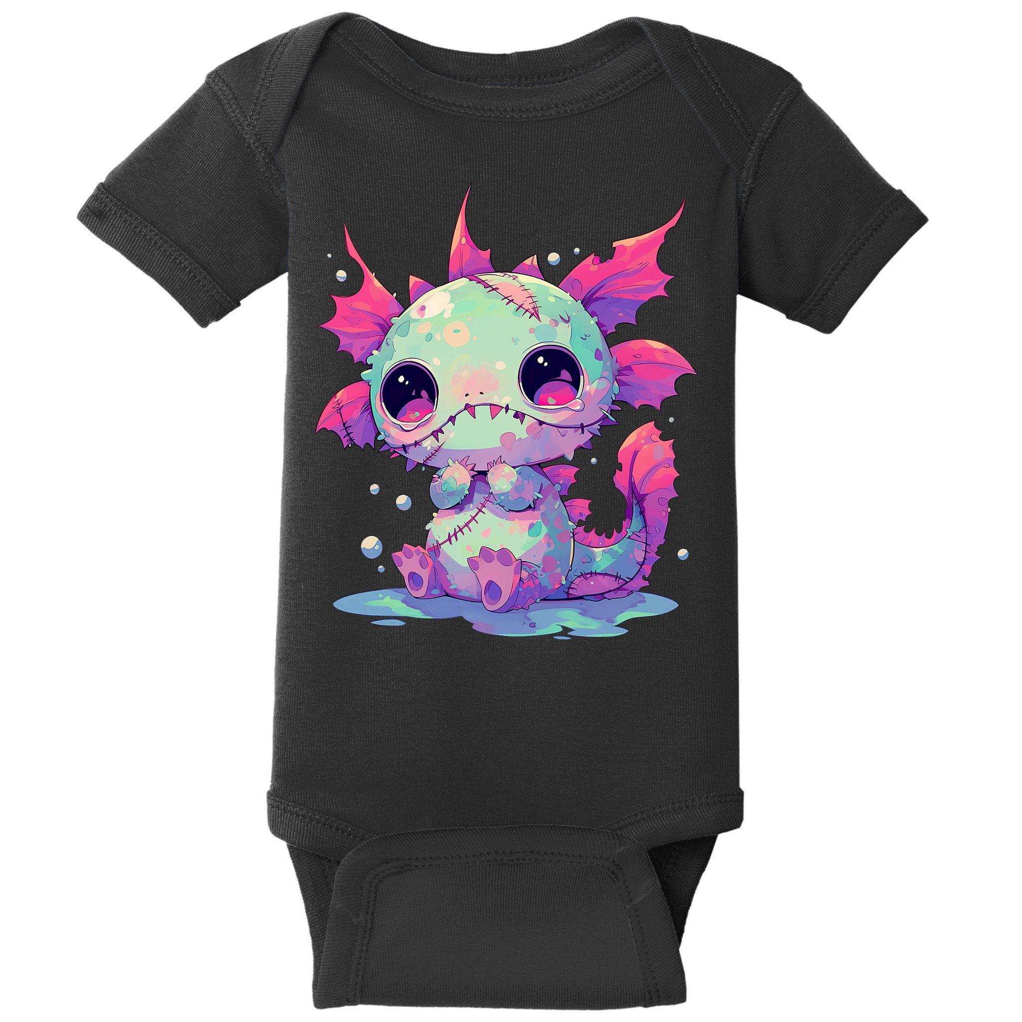 Kawaii Pastel Goth Creepy Cute Zombie Axolotl Baby Bodysuit