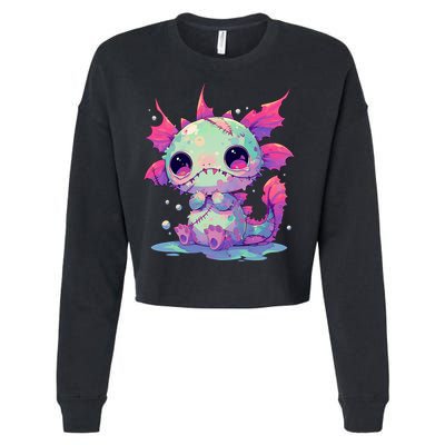 Kawaii Pastel Goth Creepy Cute Zombie Axolotl Cropped Pullover Crew