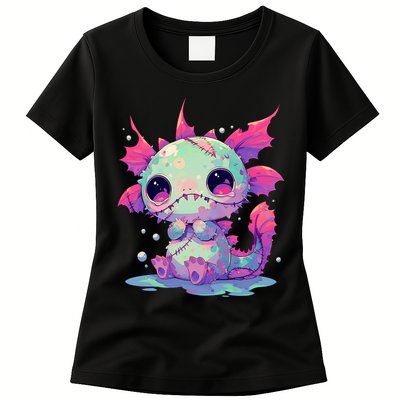 Kawaii Pastel Goth Creepy Cute Zombie Axolotl Womens T-Shirt