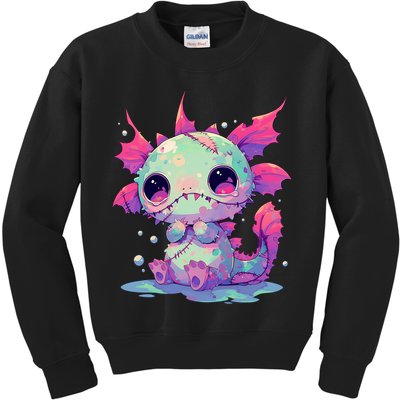 Kawaii Pastel Goth Creepy Cute Zombie Axolotl Kids Sweatshirt