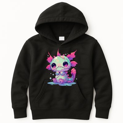 Kawaii Pastel Goth Creepy Cute Zombie Axolotl Kids Hoodie