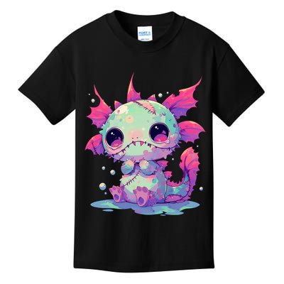 Kawaii Pastel Goth Creepy Cute Zombie Axolotl Kids T-Shirt