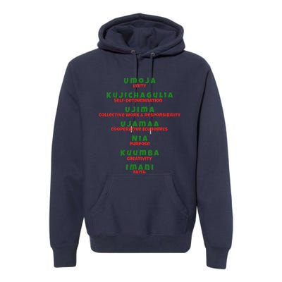 Kwanzaa Principles Green And Red Font Premium Hoodie