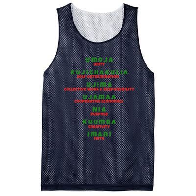 Kwanzaa Principles Green And Red Font Mesh Reversible Basketball Jersey Tank