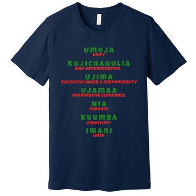 Kwanzaa Principles Green And Red Font Premium T-Shirt