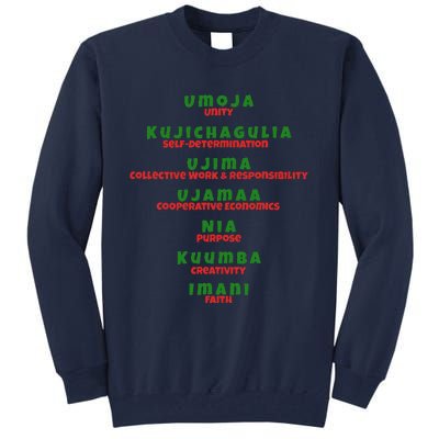 Kwanzaa Principles Green And Red Font Tall Sweatshirt