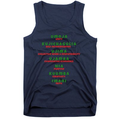 Kwanzaa Principles Green And Red Font Tank Top