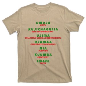 Kwanzaa Principles Green And Red Font T-Shirt