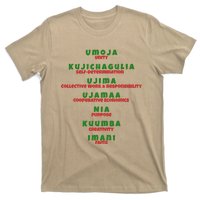 Kwanzaa Principles Green And Red Font T-Shirt