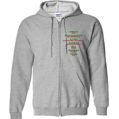 Kwanzaa Principles Green And Red Font Full Zip Hoodie