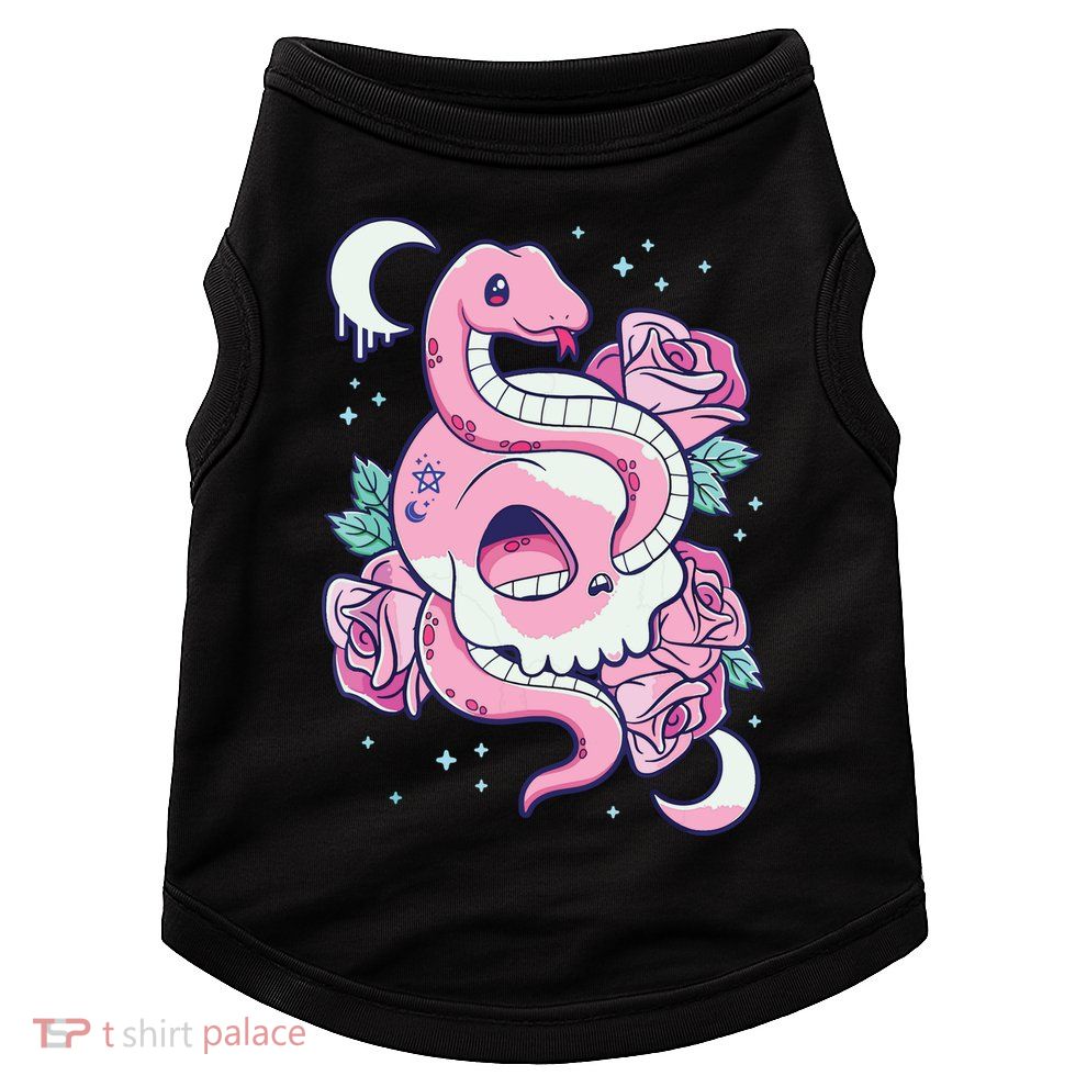 Kawaii Pastel Goth Cute Creepy Skull Serpent Snake Roses Doggie Tank