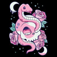 Kawaii Pastel Goth Cute Creepy Skull Serpent Snake Roses 16 in Basic Backpack