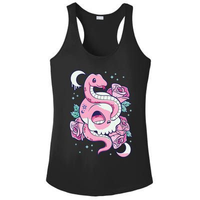 Kawaii Pastel Goth Cute Creepy Skull Serpent Snake Roses Ladies PosiCharge Competitor Racerback Tank