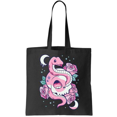 Kawaii Pastel Goth Cute Creepy Skull Serpent Snake Roses Bag