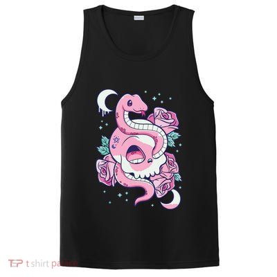 Kawaii Pastel Goth Cute Creepy Skull Serpent Snake Roses PosiCharge Competitor Tank
