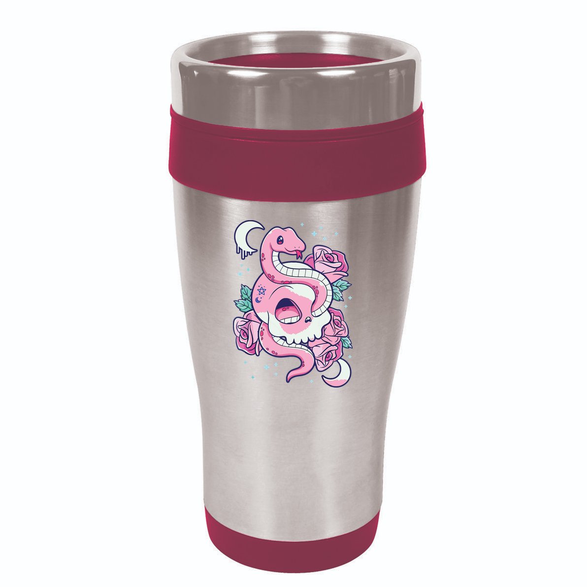 Kawaii Pastel Goth Cute Creepy Skull Serpent Snake Roses 16oz Travel Tumbler