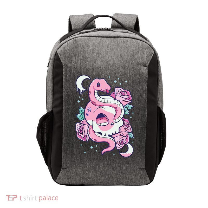 Kawaii Pastel Goth Cute Creepy Skull Serpent Snake Roses Vector Backpack