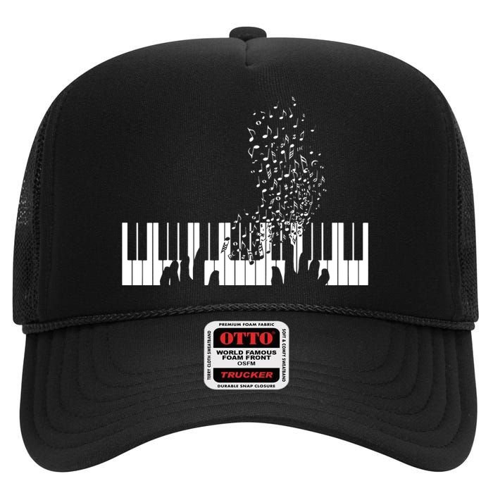 Keyboard Piano Gift For Men Women Kids High Crown Mesh Back Trucker Hat