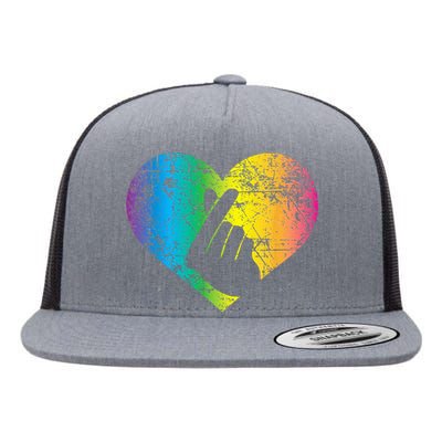 K Pop Heart Hand Symbol KPop Rainbow Korean Music Gift Flat Bill Trucker Hat