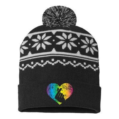 K Pop Heart Hand Symbol KPop Rainbow Korean Music Gift USA-Made Snowflake Beanie