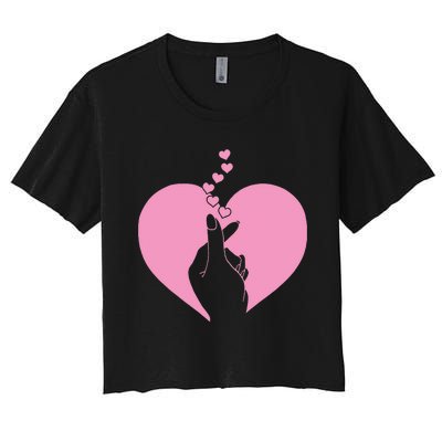 K Pop Heart Korean Pop Music Fan K Drama Cute Women's Crop Top Tee