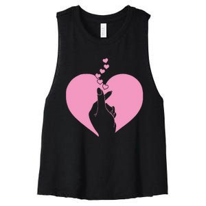 K Pop Heart Korean Pop Music Fan K Drama Cute Women's Racerback Cropped Tank