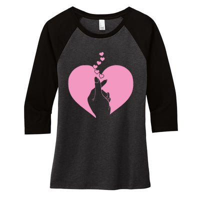 K Pop Heart Korean Pop Music Fan K Drama Cute Women's Tri-Blend 3/4-Sleeve Raglan Shirt