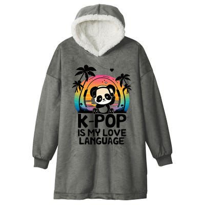 K Pop Is My Love Language Kpop Panda Hooded Wearable Blanket