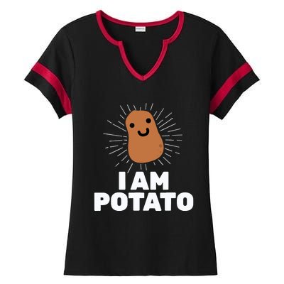 Kawaii Potato I Am Potato Funny Potato Ladies Halftime Notch Neck Tee