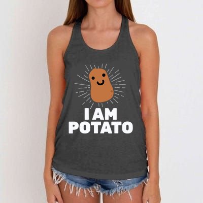 Kawaii Potato I Am Potato Funny Potato Women's Knotted Racerback Tank