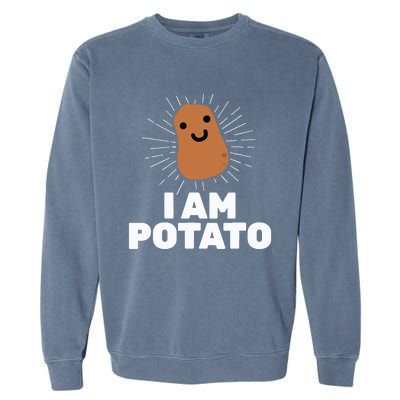 Kawaii Potato I Am Potato Funny Potato Garment-Dyed Sweatshirt