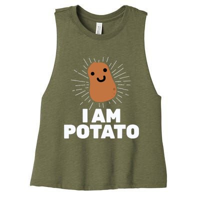 Kawaii Potato I Am Potato Funny Potato Women's Racerback Cropped Tank