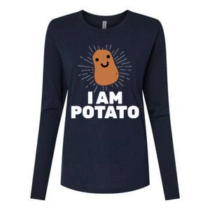 Kawaii Potato I Am Potato Funny Potato Womens Cotton Relaxed Long Sleeve T-Shirt