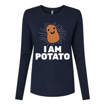 Kawaii Potato I Am Potato Funny Potato Womens Cotton Relaxed Long Sleeve T-Shirt