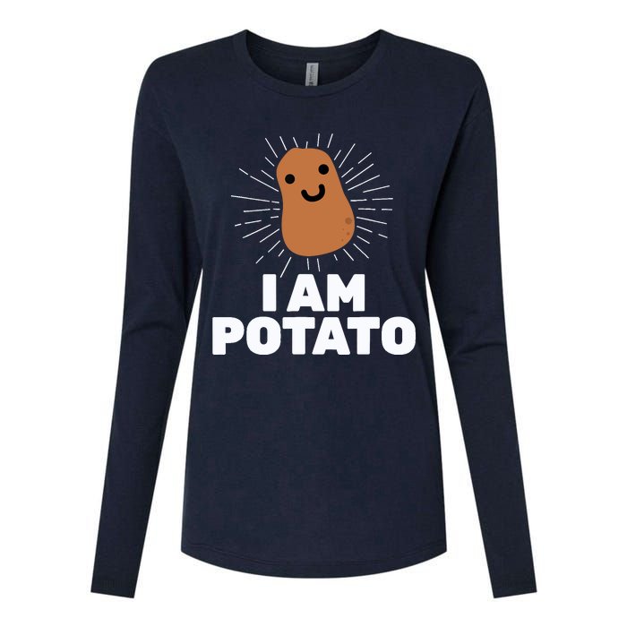 Kawaii Potato I Am Potato Funny Potato Womens Cotton Relaxed Long Sleeve T-Shirt