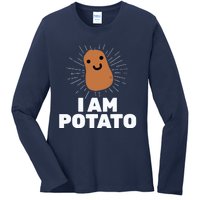 Kawaii Potato I Am Potato Funny Potato Ladies Long Sleeve Shirt