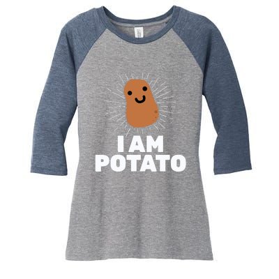 Kawaii Potato I Am Potato Funny Potato Women's Tri-Blend 3/4-Sleeve Raglan Shirt