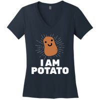 Kawaii Potato I Am Potato Funny Potato Women's V-Neck T-Shirt