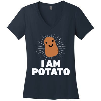 Kawaii Potato I Am Potato Funny Potato Women's V-Neck T-Shirt