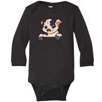 Kunekune Pig In A Pocket Cute Pocket Kunekune Pig Baby Long Sleeve Bodysuit