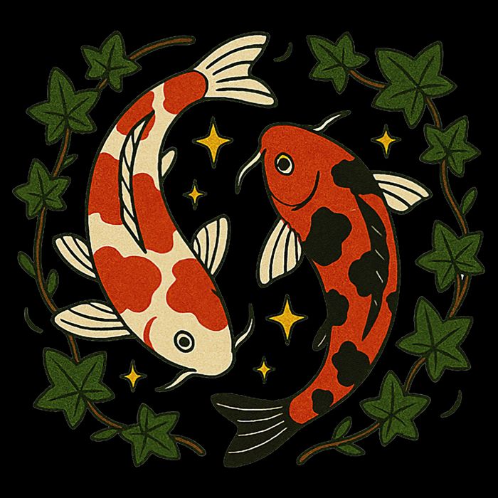 Koi Pond Illustration Koi Lovers Artwork Koi Fish Drawstring Bag