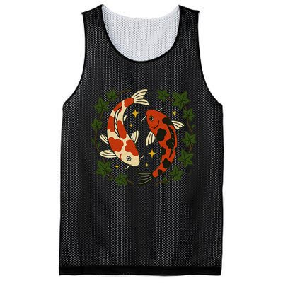 Koi Pond Illustration Koi Lovers Artwork Koi Fish Mesh Reversible Basketball Jersey Tank