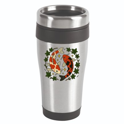 Koi Pond Illustration Koi Lovers Artwork Koi Fish 16oz Travel Tumbler