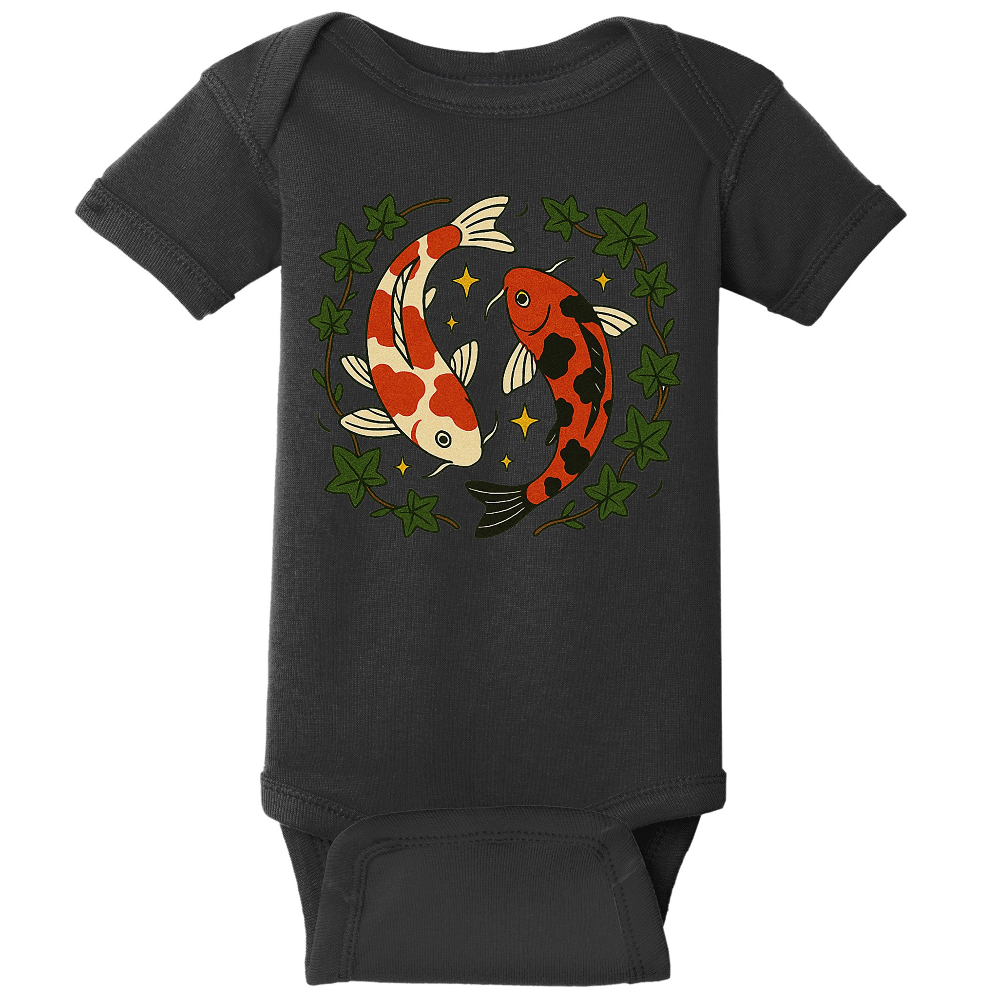 Koi Pond Illustration Koi Lovers Artwork Koi Fish Baby Bodysuit