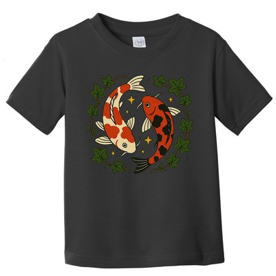 Koi Pond Illustration Koi Lovers Artwork Koi Fish Toddler T-Shirt