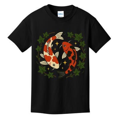 Koi Pond Illustration Koi Lovers Artwork Koi Fish Kids T-Shirt