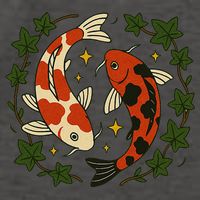 Koi Pond Illustration Koi Lovers Artwork Koi Fish Vector Backpack