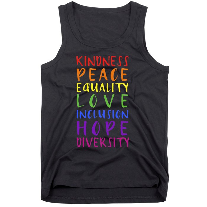 Kindness peace inclusion hope rainbow for gay and lesbian Tank Top