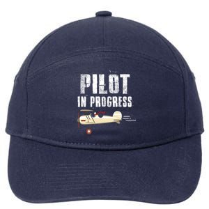 Kids Pilot In Progress Future Pilot Airplane Mode Cute Gift 7-Panel Snapback Hat