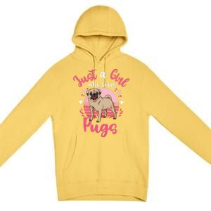 Kids Pug Just A Girl Who Loves Pugs Premium Pullover Hoodie